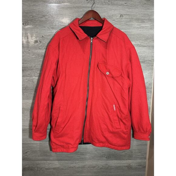Vtg Marlboro Jacket Mens L Red/Black Reversible Barn Wool Heavyweight Pockets